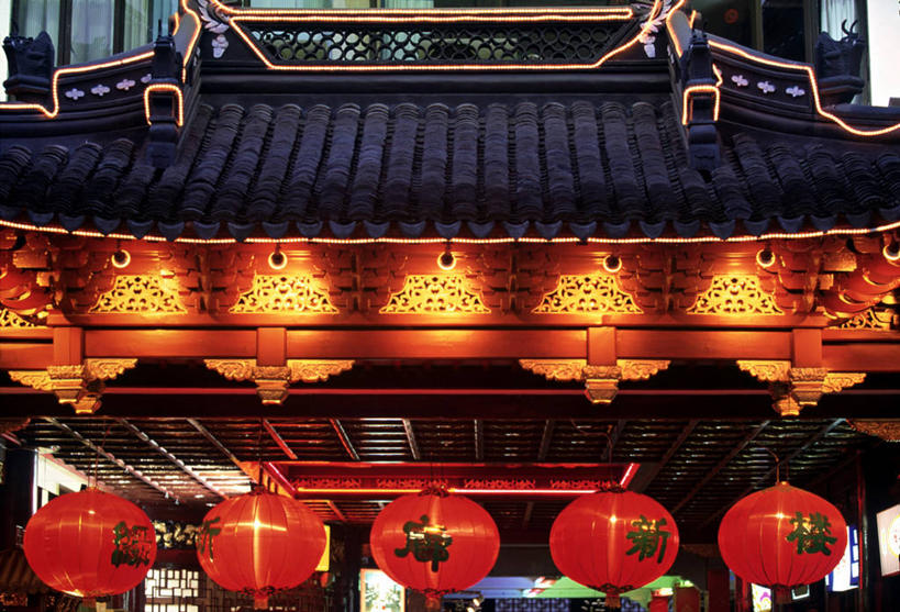 无人,横图,夜晚,上海,亚洲,古城,豫园,摄影,彩图