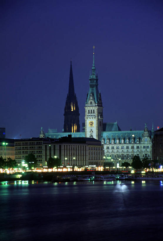 无人,竖图,夜晚,城市,德国,欧洲,摄影,市政厅,彩图