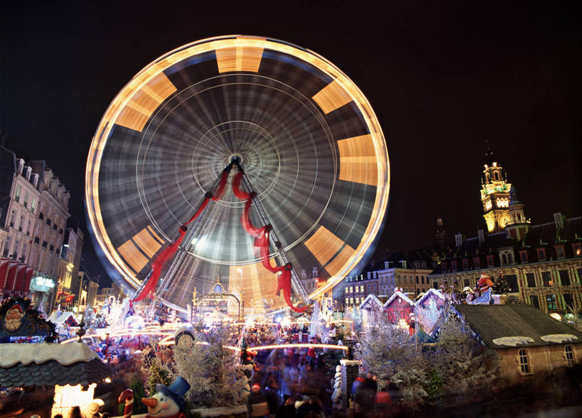 无人,横图,法国,欧洲,圣诞节,摄影,市政厅,法国文化,大转轮,里尔,彩图