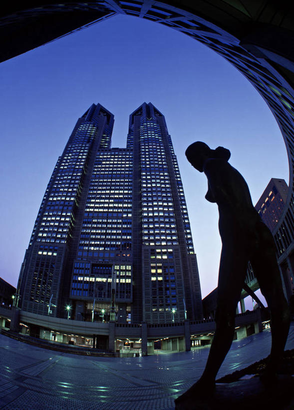 无人,办公室,竖图,夜晚,城市,摩天大楼,东京,日本,亚洲,首都,图像,摄影,市政大楼,新宿区,彩图