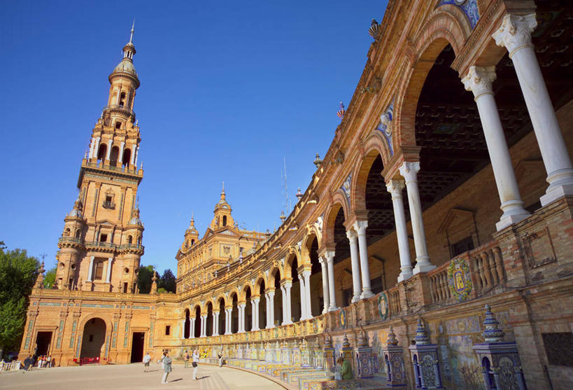 无人,广场,横图,西班牙,欧洲,摄影,塞维尔,彩图,旅行