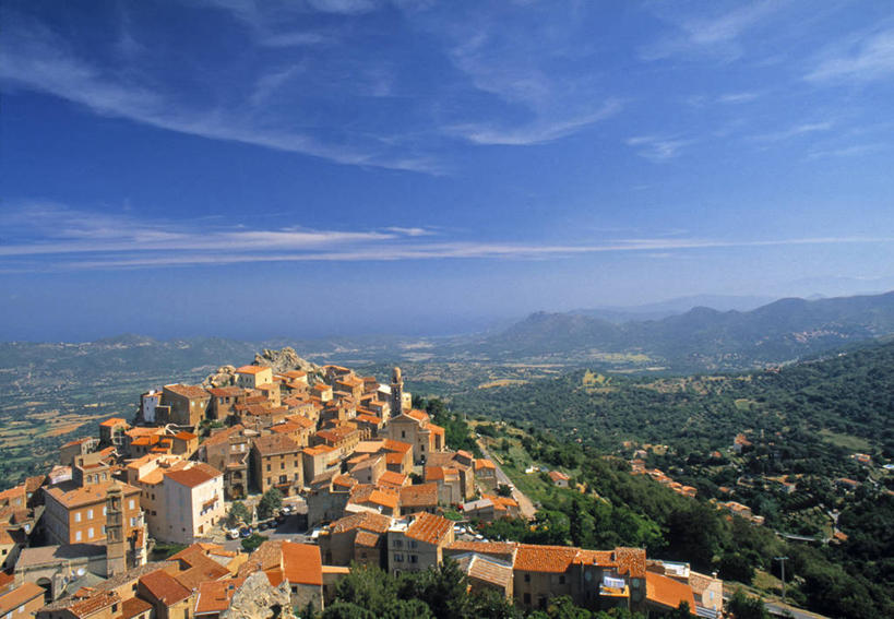 无人,横图,俯视,法国,欧洲,岛,地形,乡村,城镇,摄影,科西嘉,地中海文化,彩图,高角度拍摄