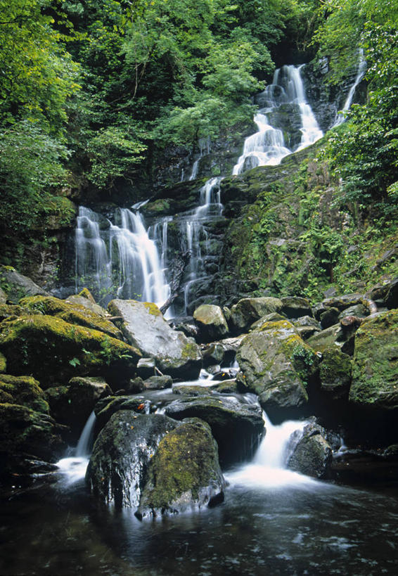 无人,竖图,室外,瀑布,森林,爱尔兰,欧洲,摄影,西欧,芒斯特省,爱尔兰共和国,凯里郡,芒斯特,基拉尼省立公园,彩图,郊野公园