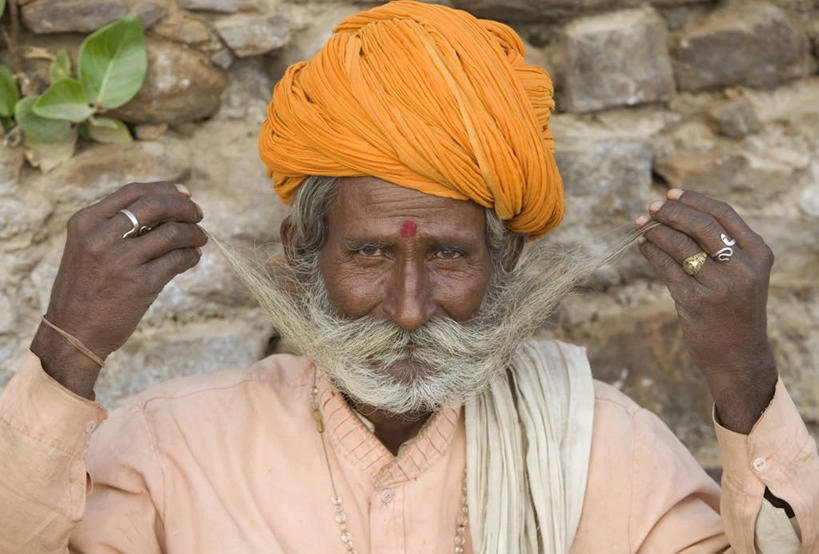 一个人,横图,印度,亚洲,头巾,摄影,肖像,拉贾斯坦邦,印度次大陆,彩图