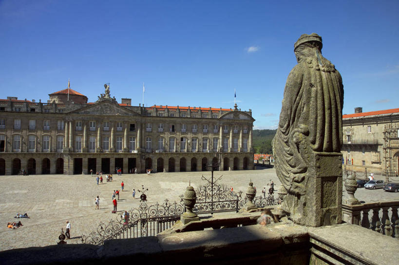 无人,横图,西班牙,欧洲,城镇,摄影,西欧,南欧,市政厅,伊比利亚半岛,西班牙王国,圣地亚哥.德孔波斯特拉古城,加利西亚,加利西亚自治区,彩图