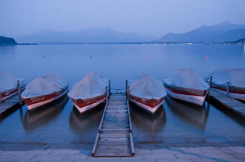 无人,横图,室外,湖,山,山脉,船,德国,欧洲,黄昏,摄影,宁静,西欧,巴伐利亚,基姆湖,彩图