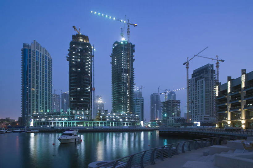 无人,横图,城市,公寓,黄昏,摄影,中东,阿拉伯联合酋长国,迪拜,波斯湾,迪拜码头,彩图,阿拉伯半岛,广角拍摄