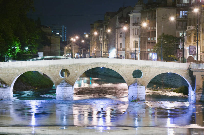 无人,横图,夜晚,城市,欧洲,首都,黄昏,摄影,巴尔干,东欧,萨拉热窝,彩图,第一次世界大战,波斯尼亚和黑塞哥维那