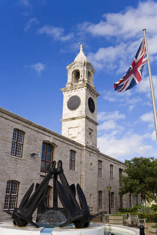 无人,竖图,室外,岛,城镇,钟塔,大西洋,摄影,百慕大,彩图