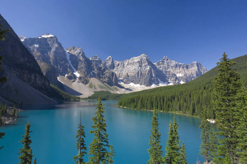 无人,横图,室外,山,山脉,加拿大,地形,风景,自然,夏天,摄影,北美,班夫国家公园,加拿大落基山脉,亚伯达,彩图,梦莲湖