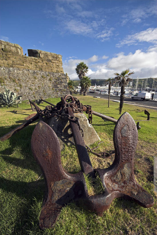 无人,竖图,葡萄牙,欧洲,城堡,岛,城镇,大西洋,摄影,锚,西欧,要塞,亚速群岛,大西洋群岛,法亚尔岛,彩图