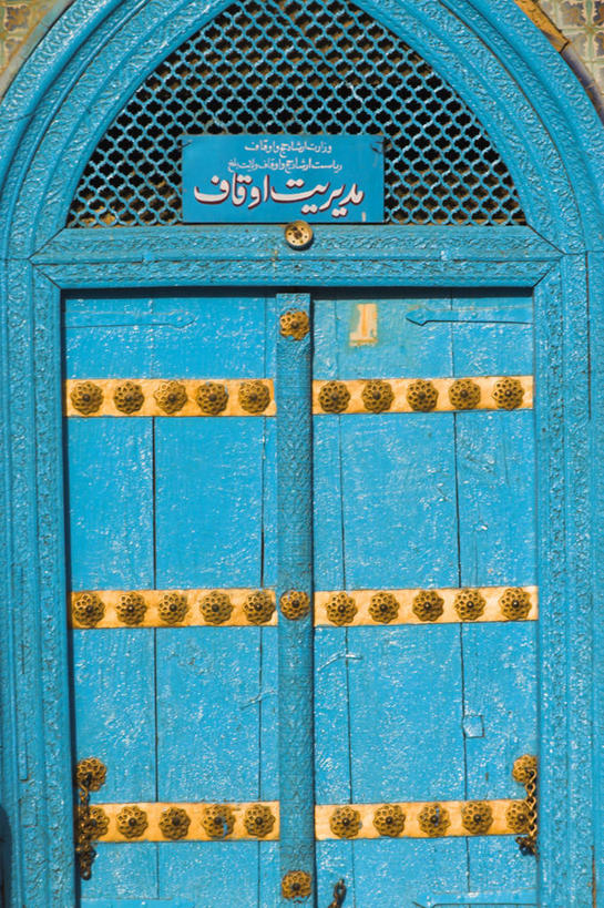 无人,竖图,门,阿富汗,亚洲,门口,蓝色,摄影,中亚,清真寺,马扎里沙里夫,彩图