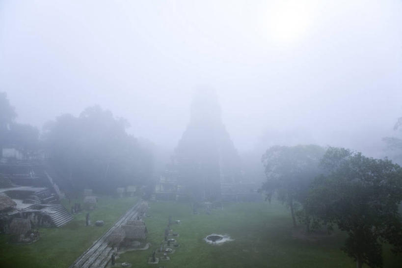 无人,横图,雾,危地马拉,历史,废墟,地标建筑,摄影,考古学,中美洲,拉丁美洲,玛雅文明,彩图,迪卡尔