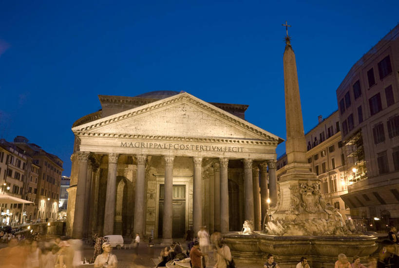 无人,横图,夜晚,城市,建筑,意大利,欧洲,首都,历史,黄昏,地标建筑,摄影,南欧,意大利文化,拉奇奥,罗马万神殿,彩图,万神庙广场