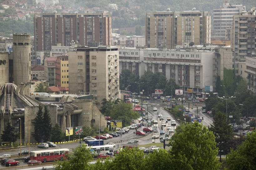 无人,横图,俯视,室外,天际线,城市,欧洲,交通,首都,摄影,巴尔干,斯科普里,彩图,高角度拍摄