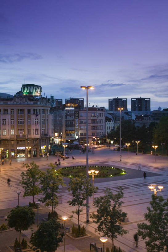 无人,竖图,俯视,城市,欧洲,首都,黄昏,摄影,巴尔干,斯科普里,彩图,高角度拍摄