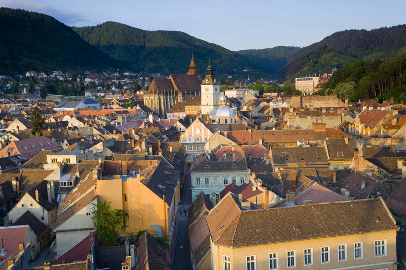 无人,横图,室外,天际线,欧洲,罗马尼亚,屋顶,城镇,摄影,东欧,特兰西瓦尼亚,布拉索夫,彩图