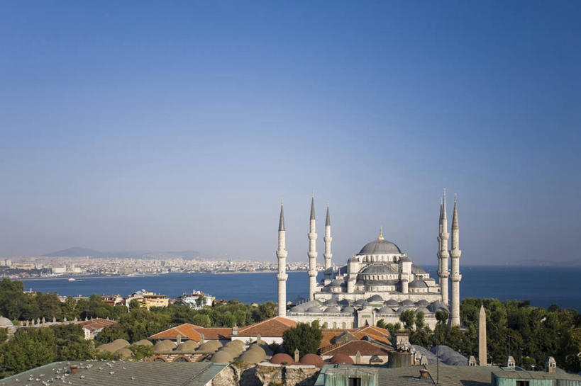 无人,横图,城市,建筑,欧洲,亚洲,摄影,宗教,尖塔,伊斯兰教,清真寺,伊斯坦布尔,蓝色清真寺,彩图