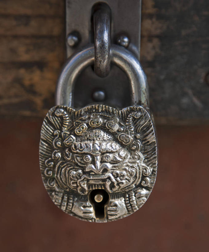 无人,竖图,室外,白天,安全,不丹,一个,摄影,单个,挂锁,彩图