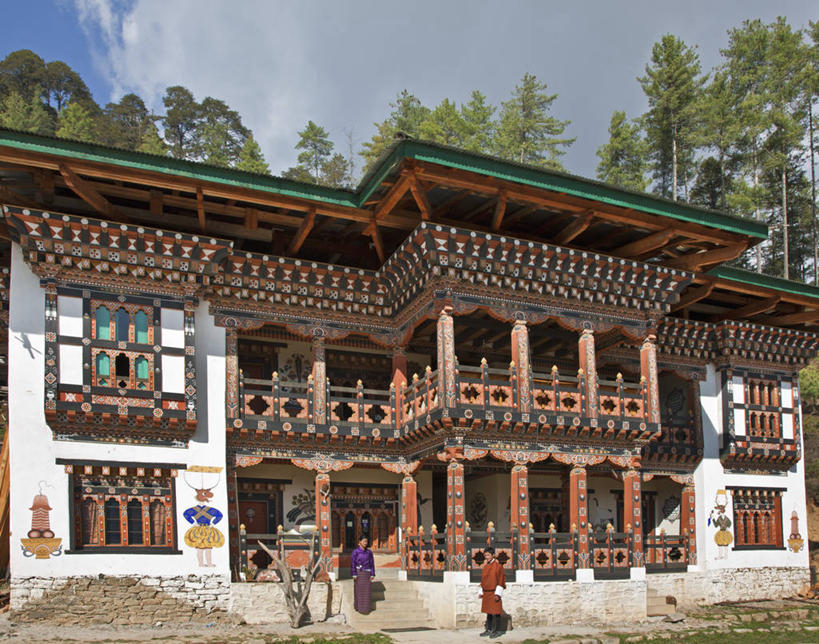 两个人,横图,室外,白天,阳台,建筑,酒店,不丹,摄影,彩图