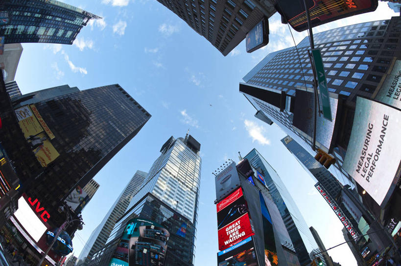 无人,横图,室外,夜晚,仰视,天际线,城市,建筑,摩天大楼,日光,纽约,美国,曼哈顿,地标建筑,摄影,曼哈顿时代广场,彩图,低角度拍摄