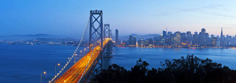 无人,横图,全景,室外,白天,长时间曝光,海洋,天际线,城市,建筑,摩天大楼,日光,美国,交通,摄影,吊桥,宁静,照亮,加利福尼亚,透视图,市区,旧金山,海湾大桥,金融区,彩图