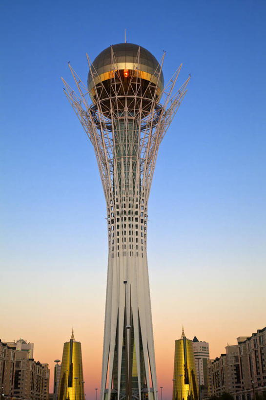 无人,竖图,方图,室外,白天,建筑,雕塑,哈萨克斯坦,塔,球体,摄影,宁静,万里无云,彩图