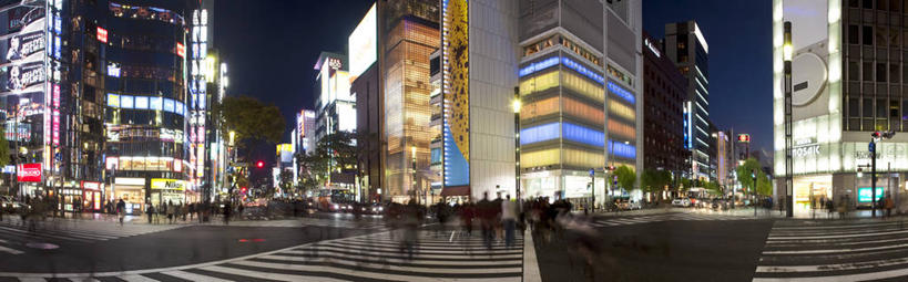 横图,全景,室外,白天,城市,建筑,街道,东京,日本,首都,银座,摄影,照亮,斑马线,彩图,旅行