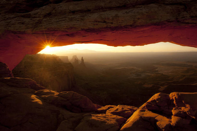 无人,横图,室外,留白,镜头眩光,日出,美国,地形,黎明,风景,摄影,国家公园,岩层,峡谷地国家公园,犹他,岩石,彩图,旅行,摩押,对焦