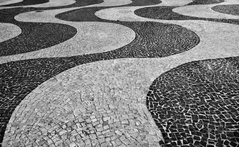 无人,横图,黑白,室外,白天,巴西,人行道,摄影,木板路,里约热内卢,式样,设计