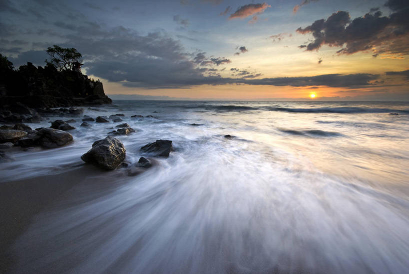 无人,横图,室外,长时间曝光,海浪,海洋,美景,水,太阳,印度尼西亚,景观,云,风景,天空,自然,黄昏,景色,摄影,宁静,自然风光,龙目岛,海滩,岩石,彩图
