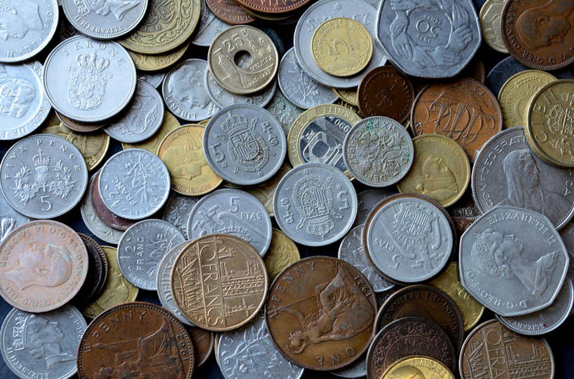 无人,横图,俯视,英国,许多,丰富,圆形,很多,历史,金融,摄影,多样,选择,货币,硬币,彩图,高角度拍摄