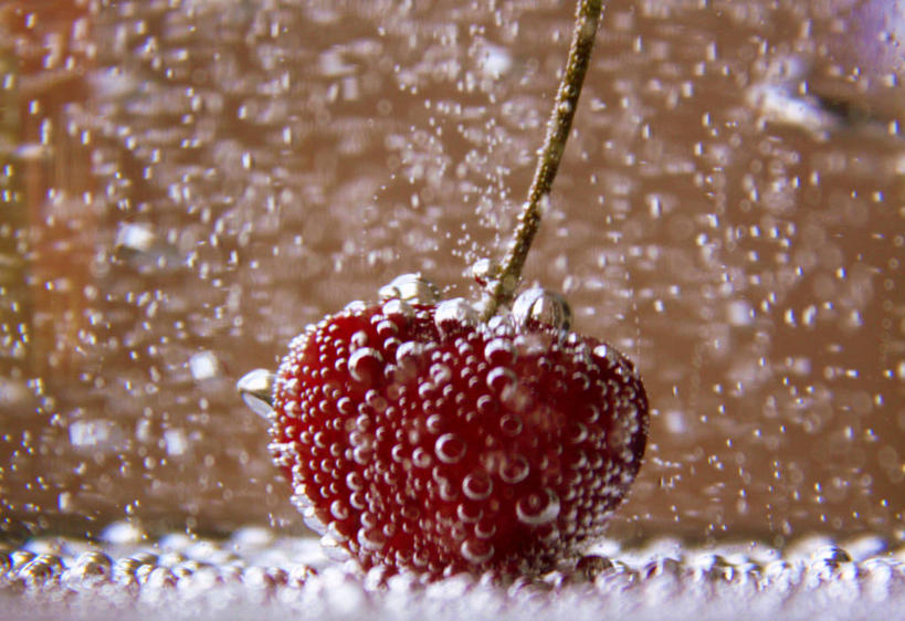 无人,横图,特写,浆果,樱桃,水果,茎,饮食,一个,泡泡,冷饮,摄影,单个,苏打,清新,彩图,东德