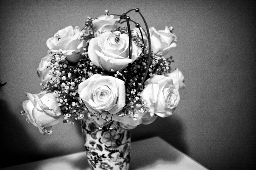 无人,横图,黑白,室内,特写,婚礼,花瓶,德国,慕尼黑,花,排列,插花,花束,摄影,脆弱,清新,晕影