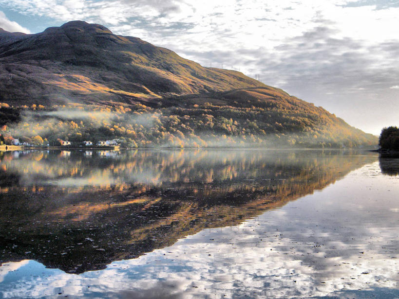 无人,横图,室外,白天,美景,山,雾,英国,对称,反射,景观,云,苏格兰,风景,天空,自然,景色,摄影,宁静,阿尔卑斯,自然风光,彩图