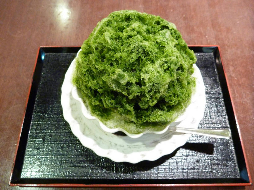 无人,横图,室内,特写,日本,日本文化,绿茶,饮食,绿色,盘子,汤匙,碗,寒冷,摄影,京都府,碎冰,健康食物,京都市,彩图
