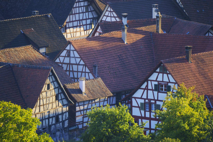 无人,横图,室外,白天,烟囱,建筑,瑞士,屋顶,树,摄影,宁静,欧洲文化,彩图