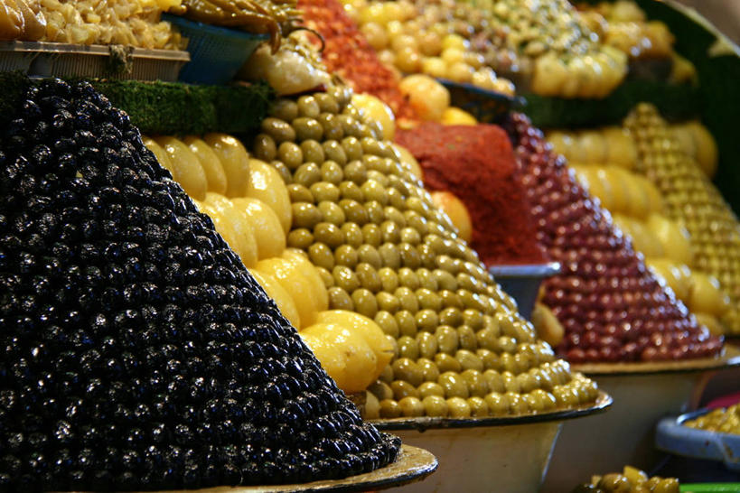 无人,横图,室外,白天,橄榄,水果,非洲,摩洛哥,丰富,市场,货摊,饮食,零售,摄影,多样,堆,选择,健康食物,阿非利加洲,摩洛哥王国,梅克内斯,彩图