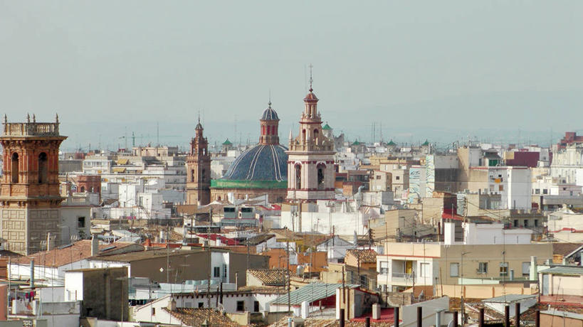 无人,教堂,横图,室外,白天,建筑,西班牙,塔,摄影,基督教,市区,万里无云,巴伦西亚省,彩图