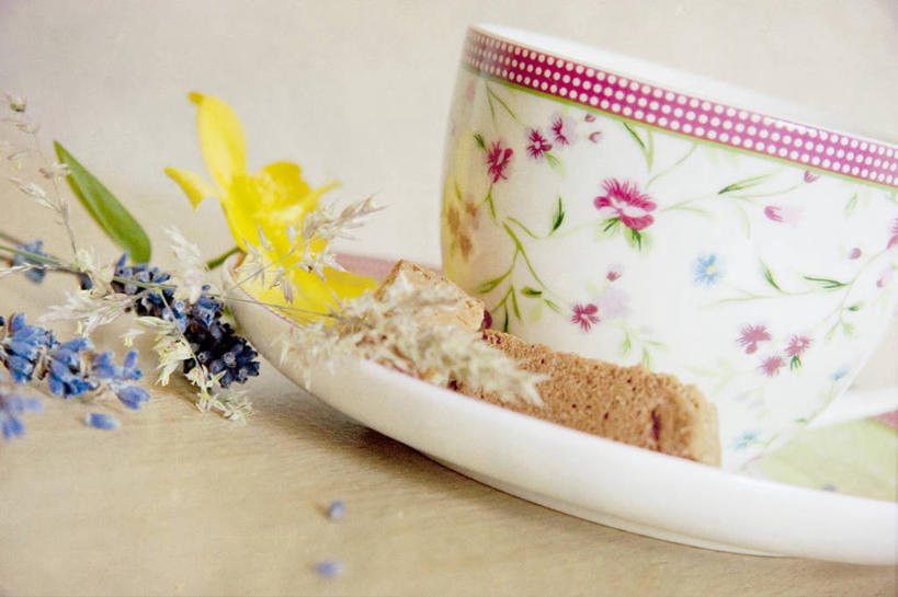 无人,横图,室内,特写,桌子,保加利亚,花纹,咖啡杯,曲奇,杯,饮食,花,茶碟,干花,摄影,脆弱,清新,彩图