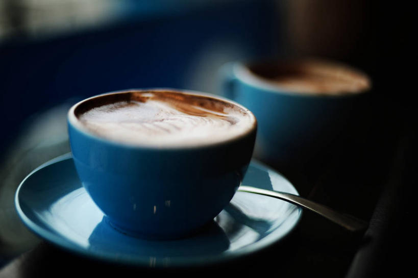 无人,横图,室内,特写,加拿大,饮食,蓝色,盘子,汤匙,碗,摄影,温哥华,大不列颠哥伦比亚,卡布奇诺咖啡,彩图