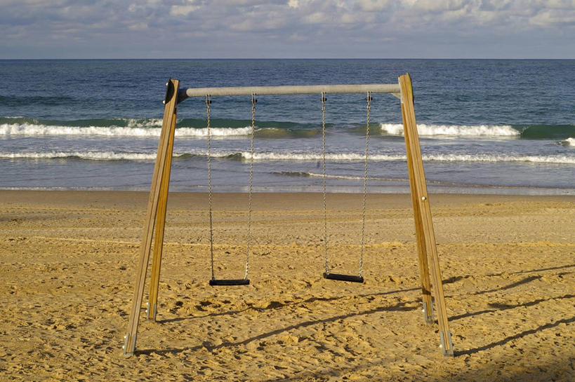 无人,横图,室外,白天,西班牙,沙子,水平线,云,自然,荡秋千,摄影,宁静,安达路西亚,加的斯,海滩,彩图