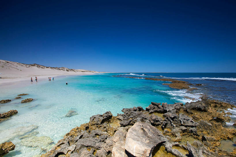 横图,室外,白天,海洋,澳大利亚,自然,摄影,宁静,万里无云,西澳大利亚,海滩,岩石,休闲活动,彩图