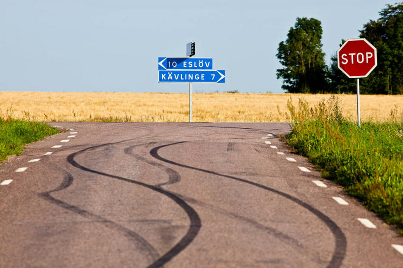 无人,横图,室外,白天,通讯,路,指示牌,瑞典,标志,文字,警告,方向,标识,箭头,草,树,天空,自然,警示,摄影,指导,宁静,禁止,提醒,指向,提示,限制,交通标志,簇,危险,彩图,轮胎印