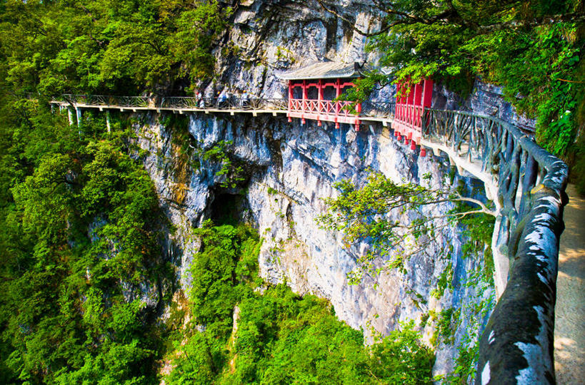 无人,横图,室外,白天,建材,建筑,路,张家界,材料,木板,木材,篱笆,悬崖,木柴,树,风景,自然,地标建筑,摄影,建造,木料,宁静,中国文化,湖南省,彩图