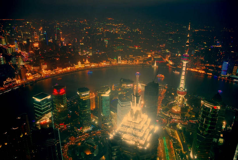 无人,横图,俯视,航拍,室外,夜晚,度假,美景,城市风光,城市,建筑,摩天大楼,上海,景观,娱乐,现代,享受,休闲,景色,放松,摄影,照亮,鸟瞰,中国文化,上海环球金融中心,彩图,高角度拍摄