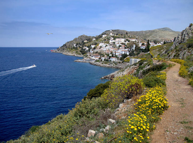 无人,横图,室外,白天,海洋,山,希腊,水平线,乡村,草,天空,自然,摄影,宁静,彩图,单行道