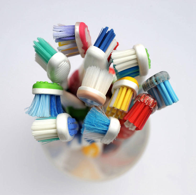 无人,横图,俯视,特写,白色背景,德国,许多,牙刷,很多,摄影,多样,卫生,彩图,高角度拍摄,影棚拍摄