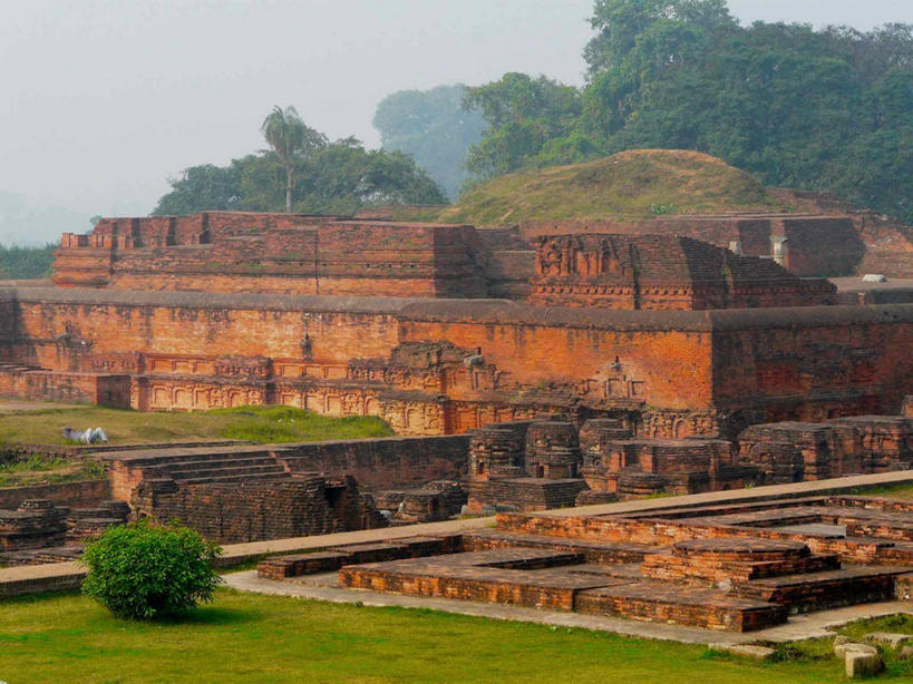 无人,横图,室外,白天,建筑,印度,历史,废墟,树,天空,摄影,佛教,古代文明,比哈尔,彩图