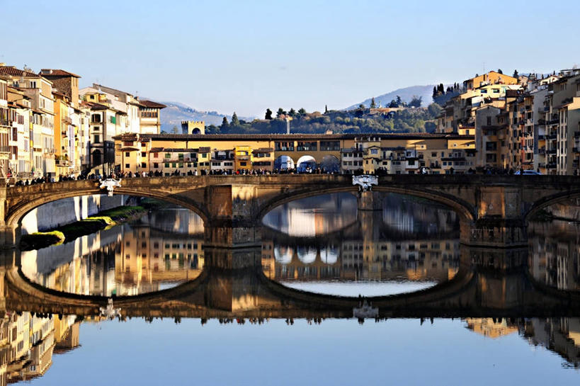 横图,室外,白天,建筑,意大利,反射,桥,联系,历史,天空,摄影,托斯卡纳区,亚诺河,彩图
